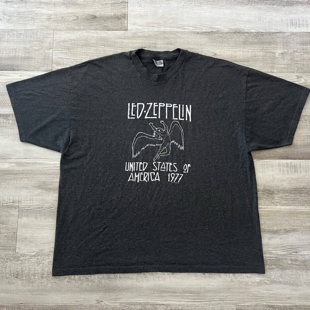 Led Zeppelin 1977 USA Tour Vintage Style Band Tee XXL Gray Graphic Shirt - Picture 10 of 10
